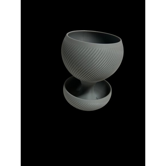 Set Of 3 Gray Succulent Pots With Ribbed Design 4" - Picture 1 of 4